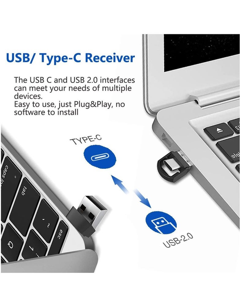 ياتاو جهاز تحكم عن بعد للعروض التقديمية، منفذ USB-C/A، مؤشر 2 في 1، جهاز تحكم عن بعد لبرنامج PowerPoint، منفذ USB/Type-C لتمرير الشرائح، التحكم في مستوى الصوت/الارتباط التشعبي/تبديل النوافذ (البطارية مرفقة) - Image 2